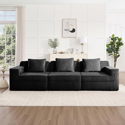 Vista 3 de Modular 2 Seat L Shape Sectional Boneless Sofa, Cloud Sectional Couch with Deep Seat, Modern Modular 2-Seat Sofa Couch with Throw Pillows and 1