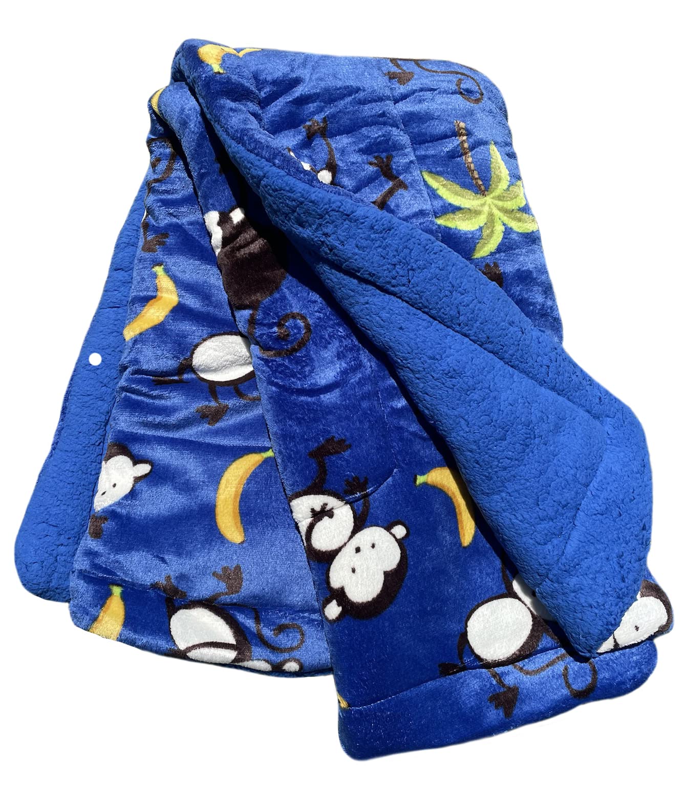 Ultra Soft Baby Sherpa Blanket - Monkey Print Borrego Stroller Blanket 39x51 Inches