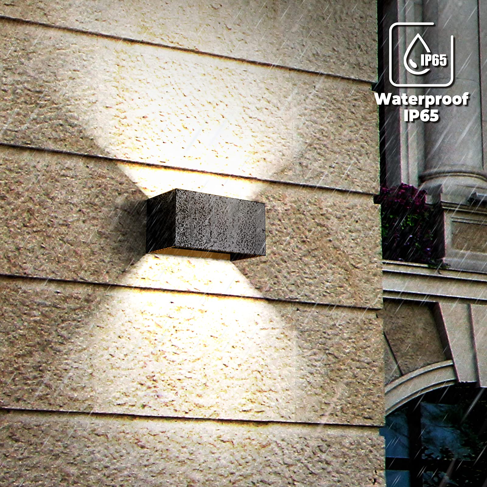 ENCOFT 24W COB LED Applique Esterno e Interno, Lampada da Parete Muro IP65 Impermeabile, Luce Bianco Freddo 6000K, in Alluminio Angolo Regolabile Nero