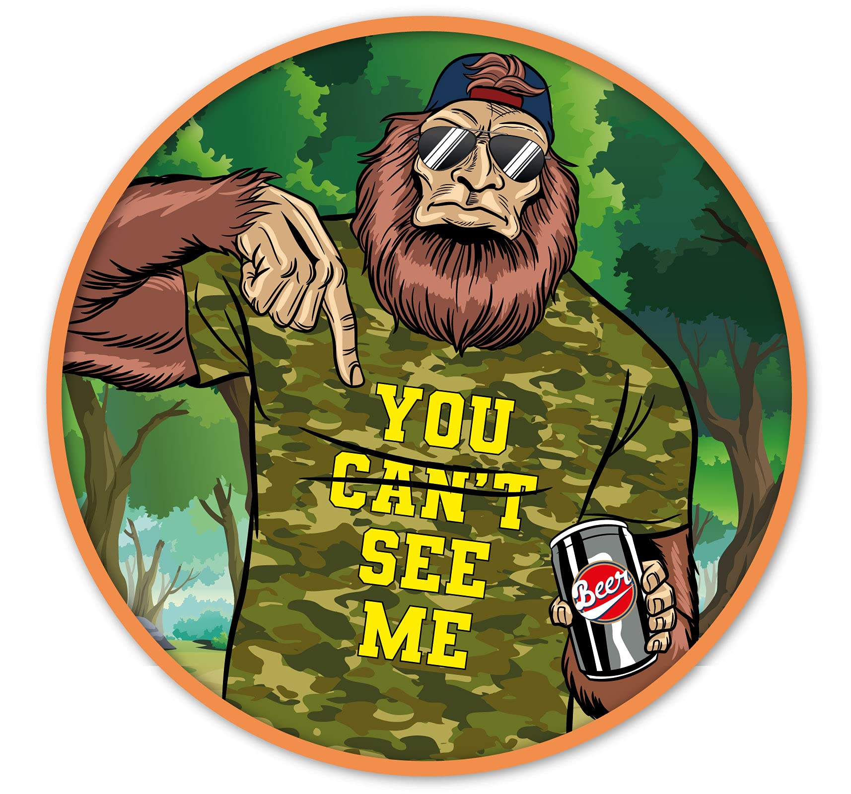 Eggleston Design CoEggleston Design Co Camo American USA Sasquatch Bigfoot Bumper Sticker Decal for Cars, Cups, Laptops, Coolers (Two Pack X2) (3"x3" and 5"x5")