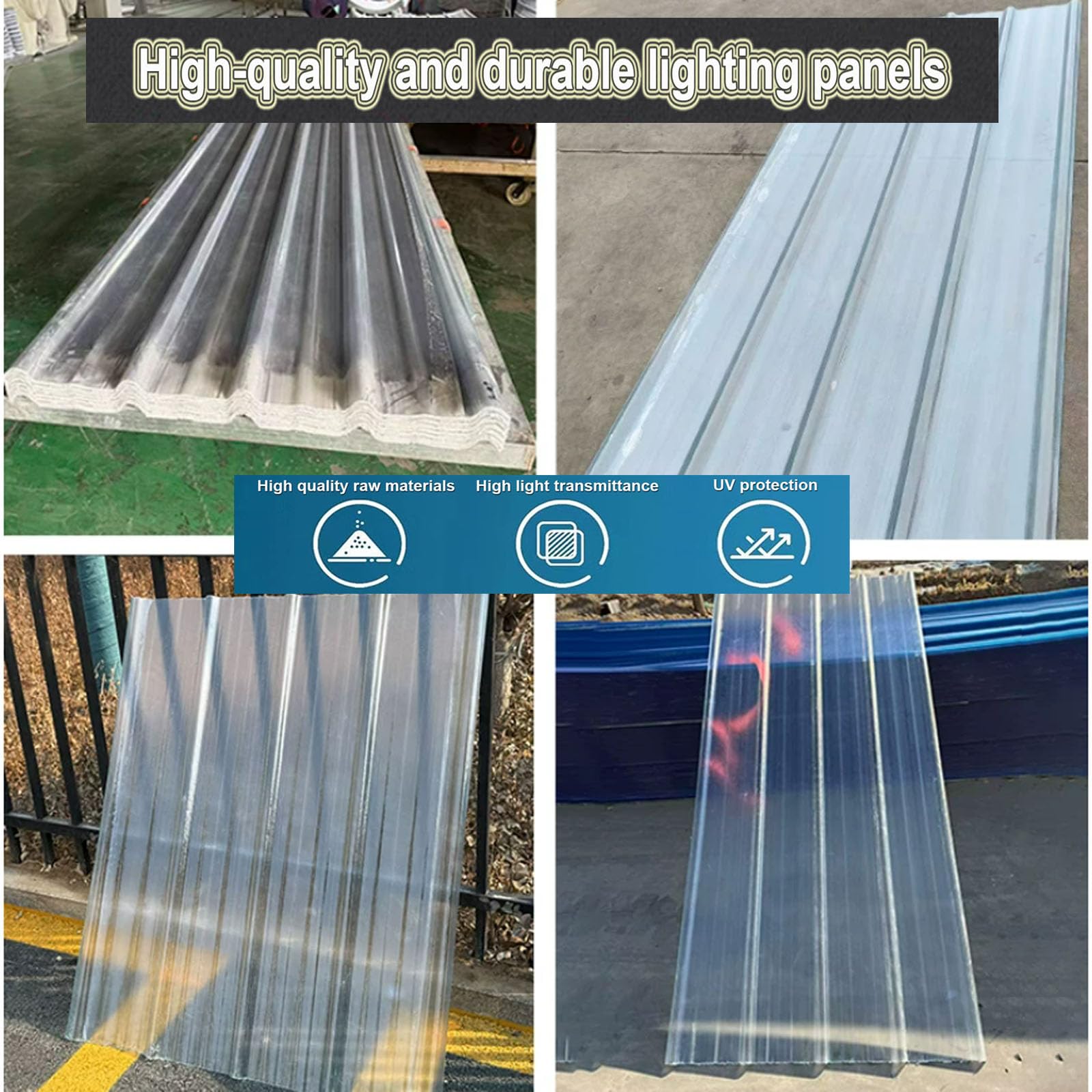 1.5mm Hojas De Techo Corrugado,2/4/6/8/10/12/15pcs Panel Para Tejado Transparente,Chapa Tejado A Prueba De Lluvia Anti-UV,Placa De Iluminación Natural De Fibra De Vidrio (0.9×1.7m,2pcs)