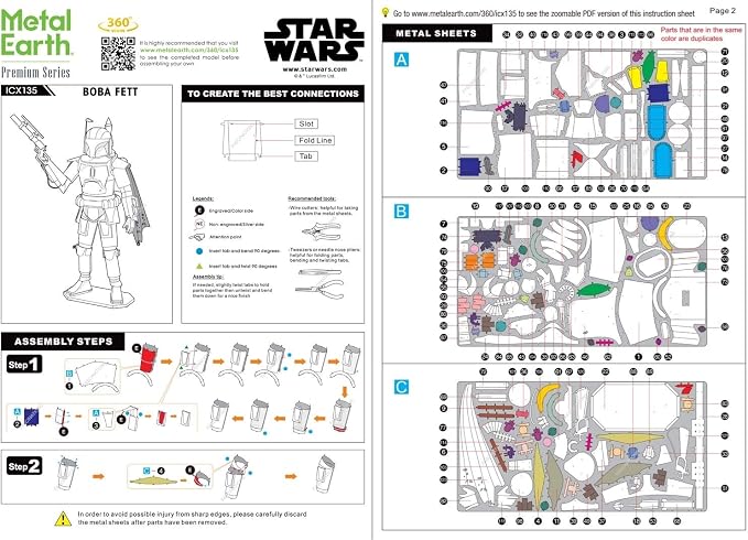 Kit modelo metálico 3D Star Wars Boba Fett miniatura 7