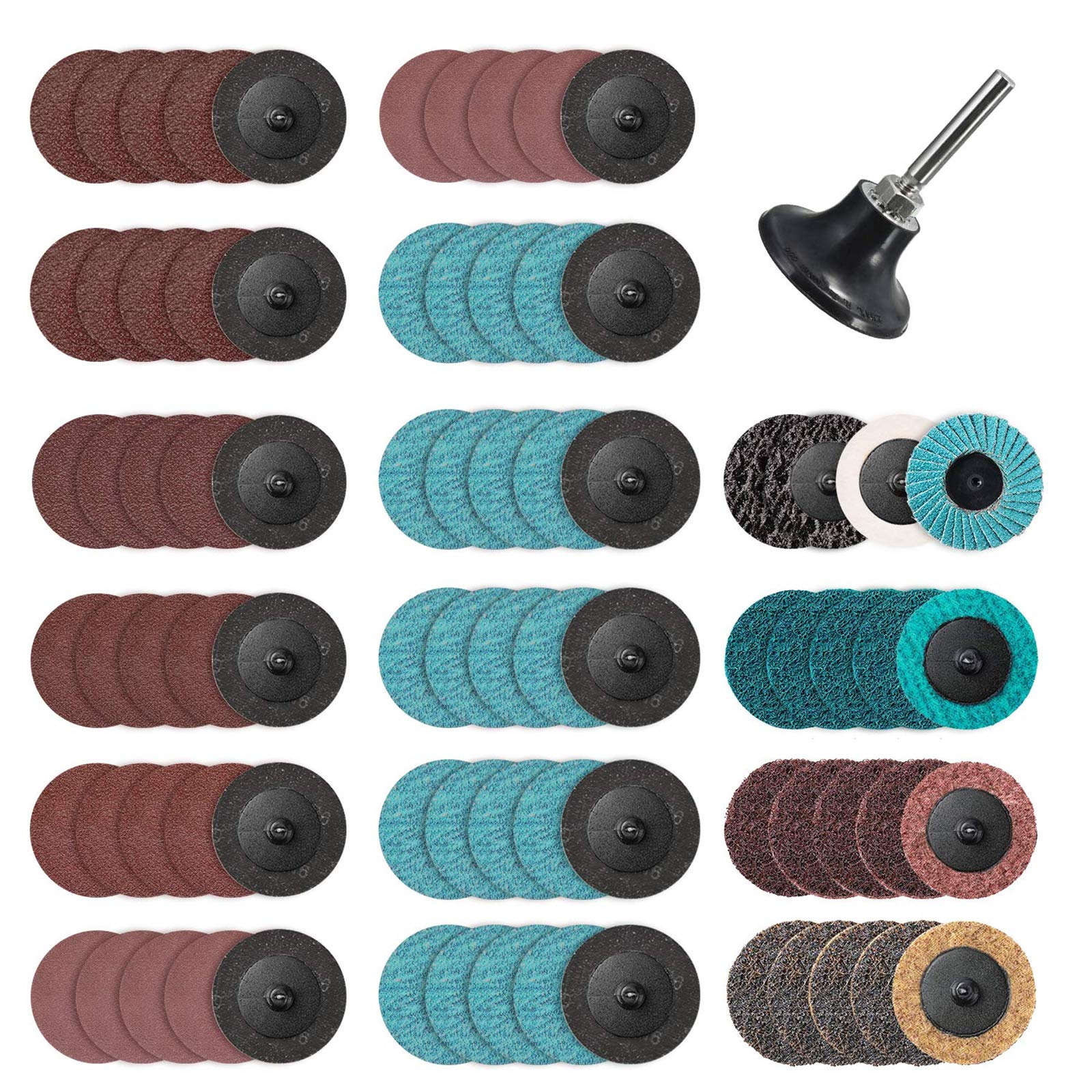 VIGRUE80Pcs Sanding Discs Set, 2 Inches Quick Change Discs with 1/4 inch Holder, Surface Conditioning Discs for Die Grinder Surface Prep Grind Polish Burr Rust Paint Removal with Container