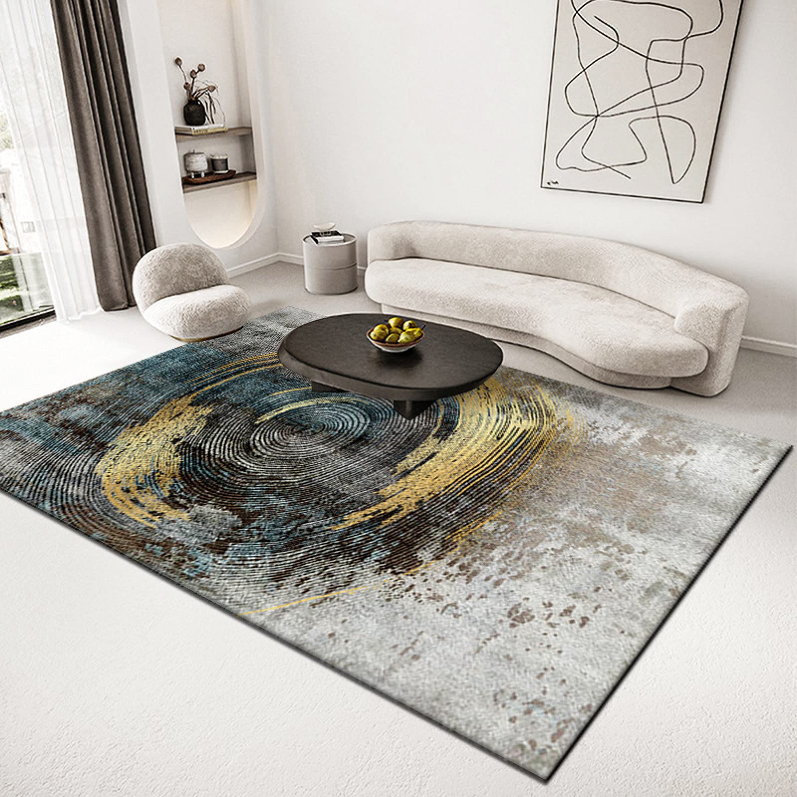 Grand tapis de salon et chambre antidérapant beige
