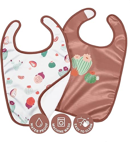 BabyToLove Set of 2 Bibs Soft & Waterproof with a Hook & Loop Closure Infant & Toddler Mealtimes