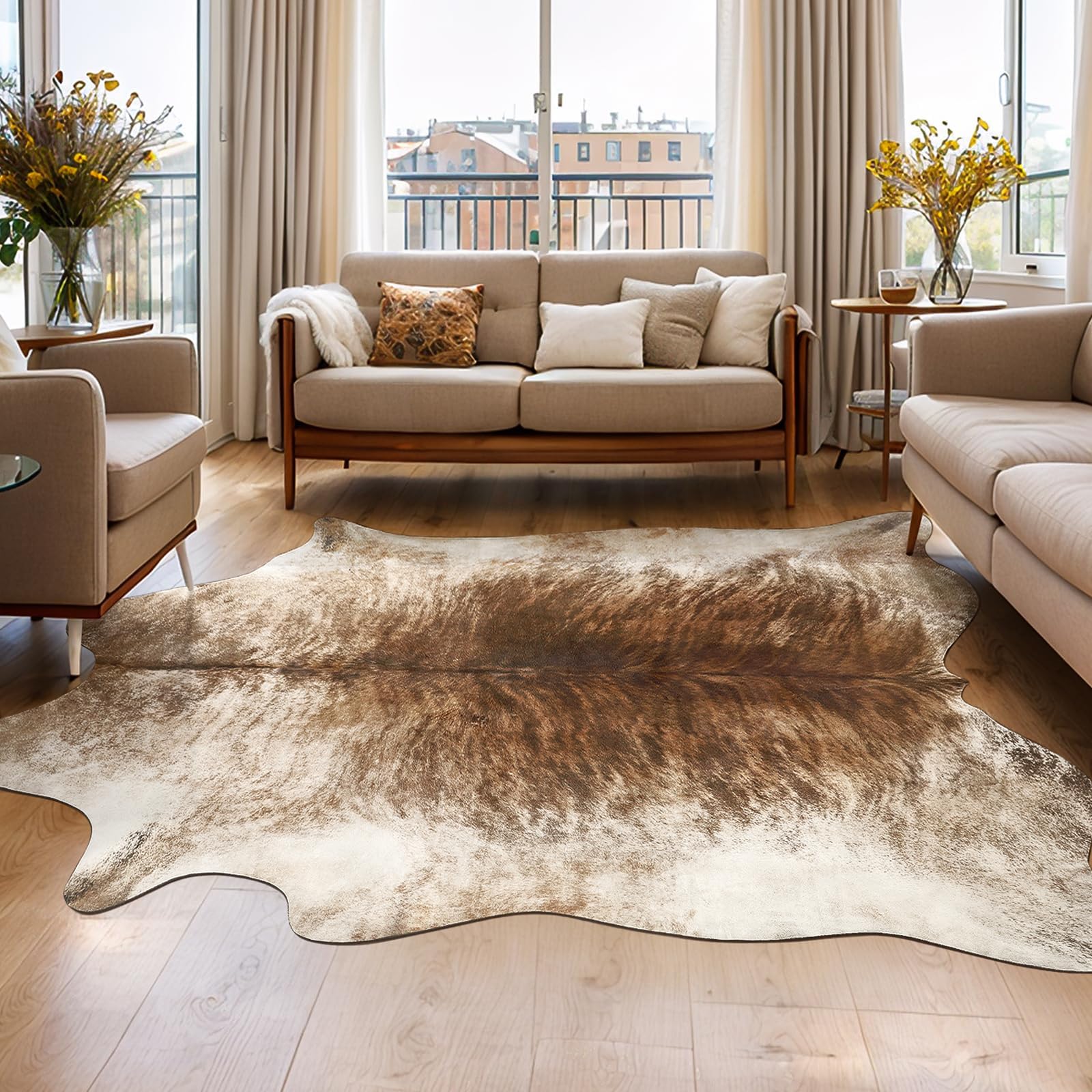 AROGAN Western Faux Fur Cowhide Rug Sturdy Cowhide Rugs for Bedroom Living Room