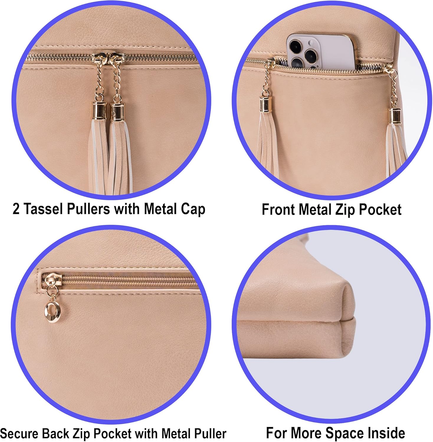 Solene Womens Lightweight Medium Crossbody Purse with Tassel, Perfect Size Crossbody Bags for Daily Use, travel - Image 8