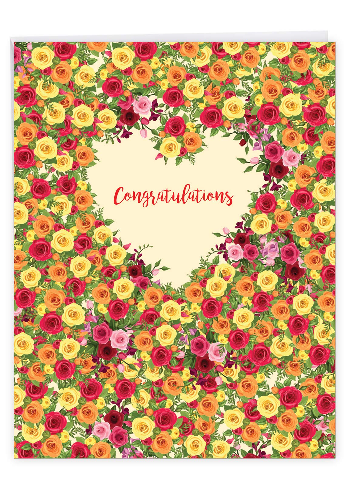 The Best Card CompanyHeartfelt Engagement - Beautiful Engagement Card (Big 8.5 x 11 Inch) - Floral Congratulations Notecard for Couples, Bridal Shower J6578JENG