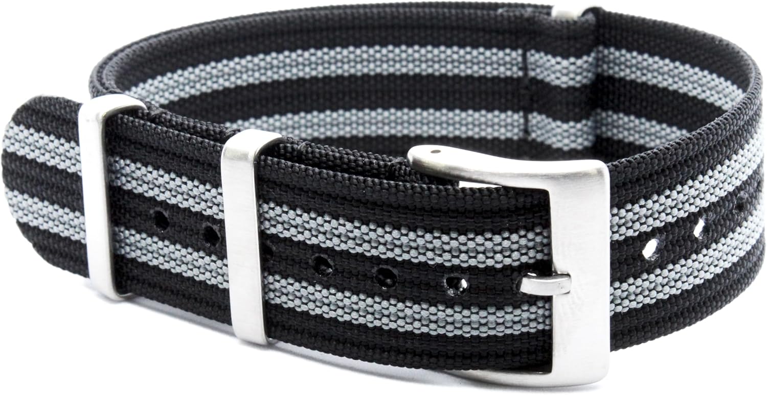 WAMD Ribbed Nylon Fabric NATO Watch Straps/Bands - Choice of Colour & Width