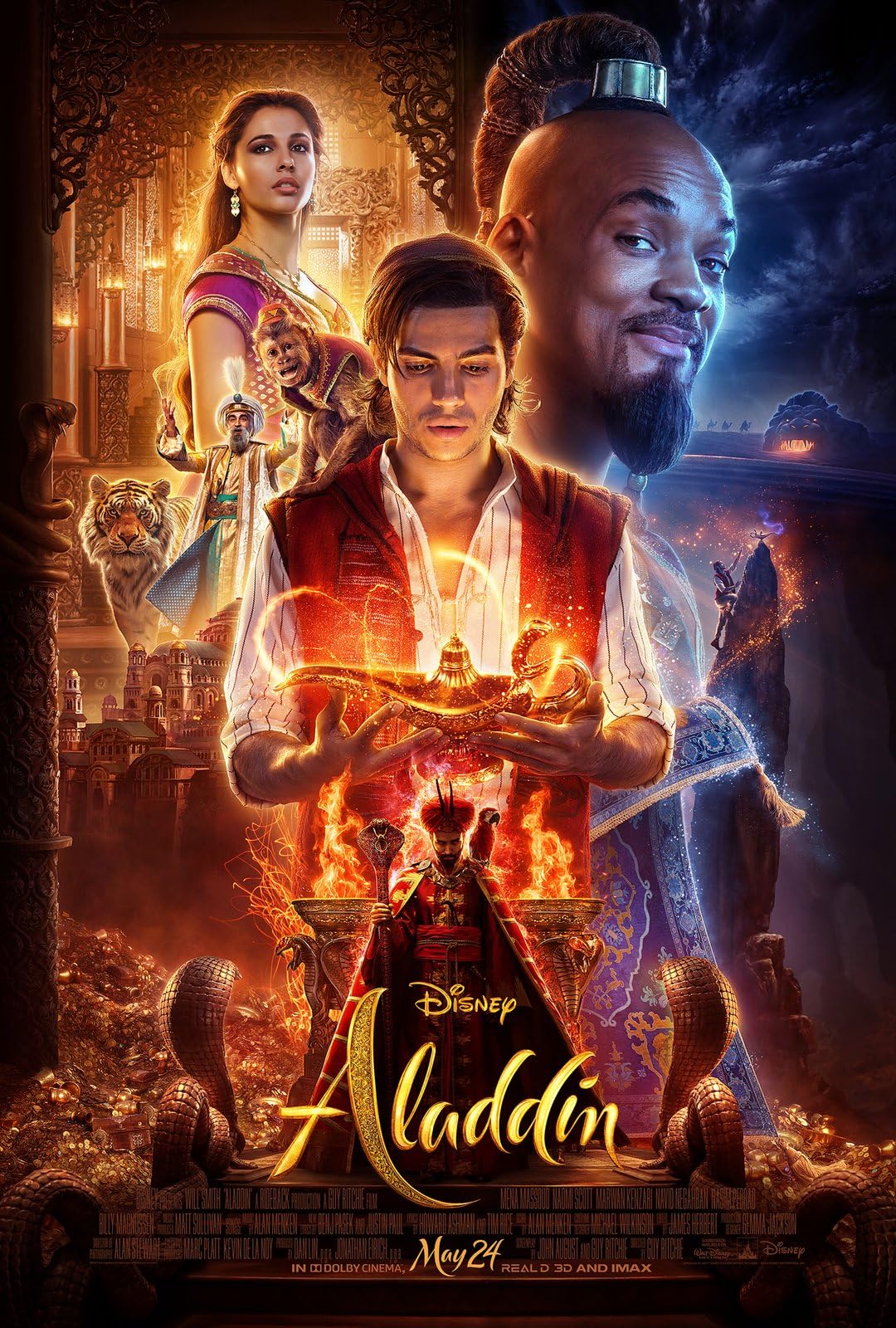 Aladdin 2019 11 A0 Poster on Canvas - Movie Art Poster in varie dimensioni per idee soggiorno o camera da letto. Immagini di film cult senza bordi Classic Iconic 70s 80s 90s Vintage Retro Home Wall D