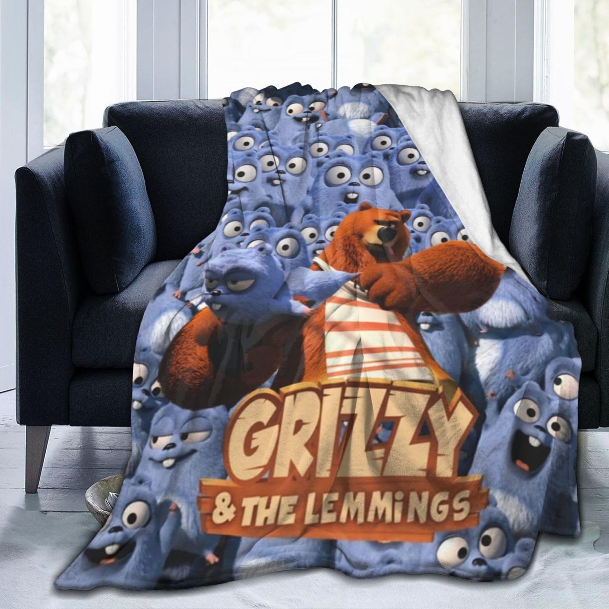Lawenp Grizzy and The Lemmings Cute Printing Fleece Throw Comfortable and Lightweight Flannel Fleece Blanket Bedroom Living Room Sofa Office 50"x60"