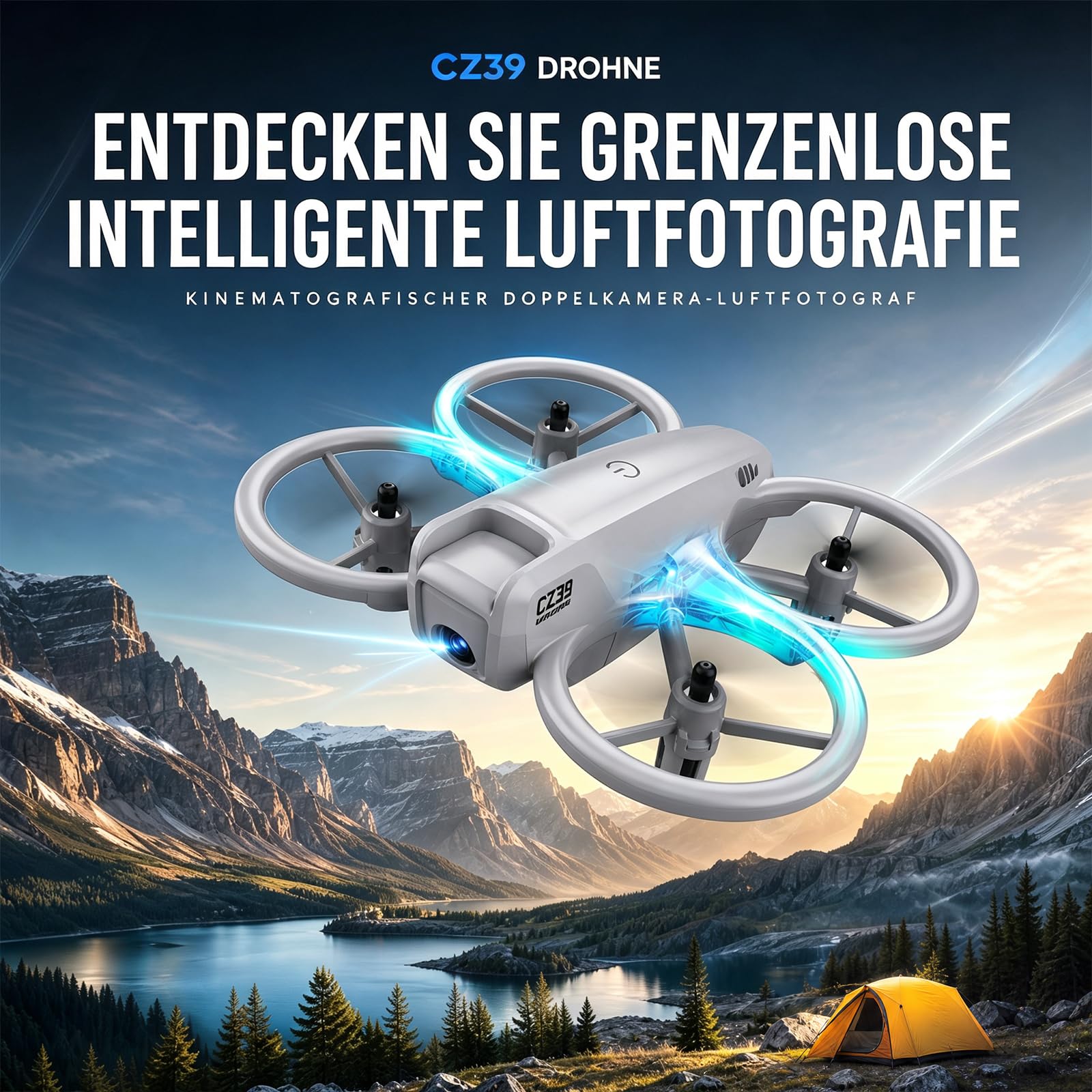 Mini-Drohne mit Doppelkamera, Drone mit Fernbedienung mit Bildschirm, Smart Obstacle Avoidance, 90-Degree Adjustable Camera, 2 Batteries, Suitable for Adults and Beginners