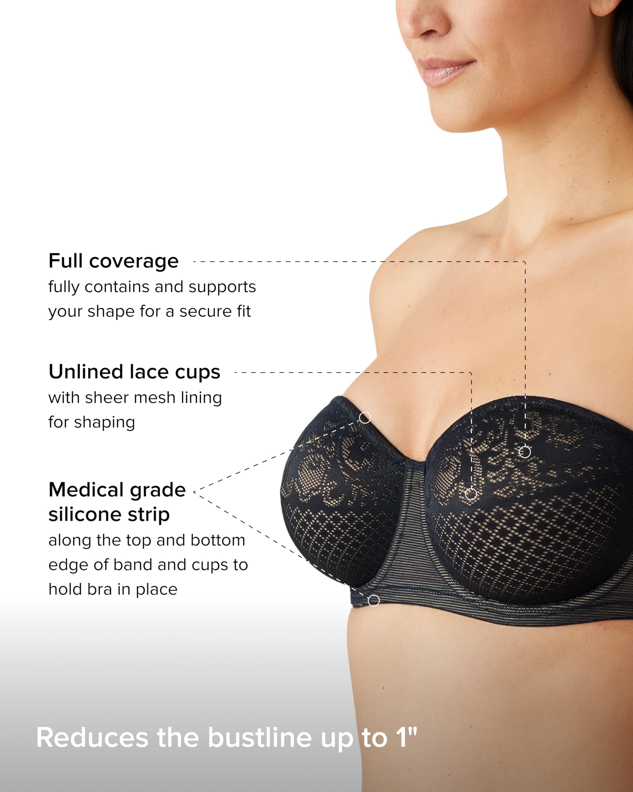 Wacoal Damen Visual Effects Strapless Minimizer Bra Geformter BH, Undurchsichtige
