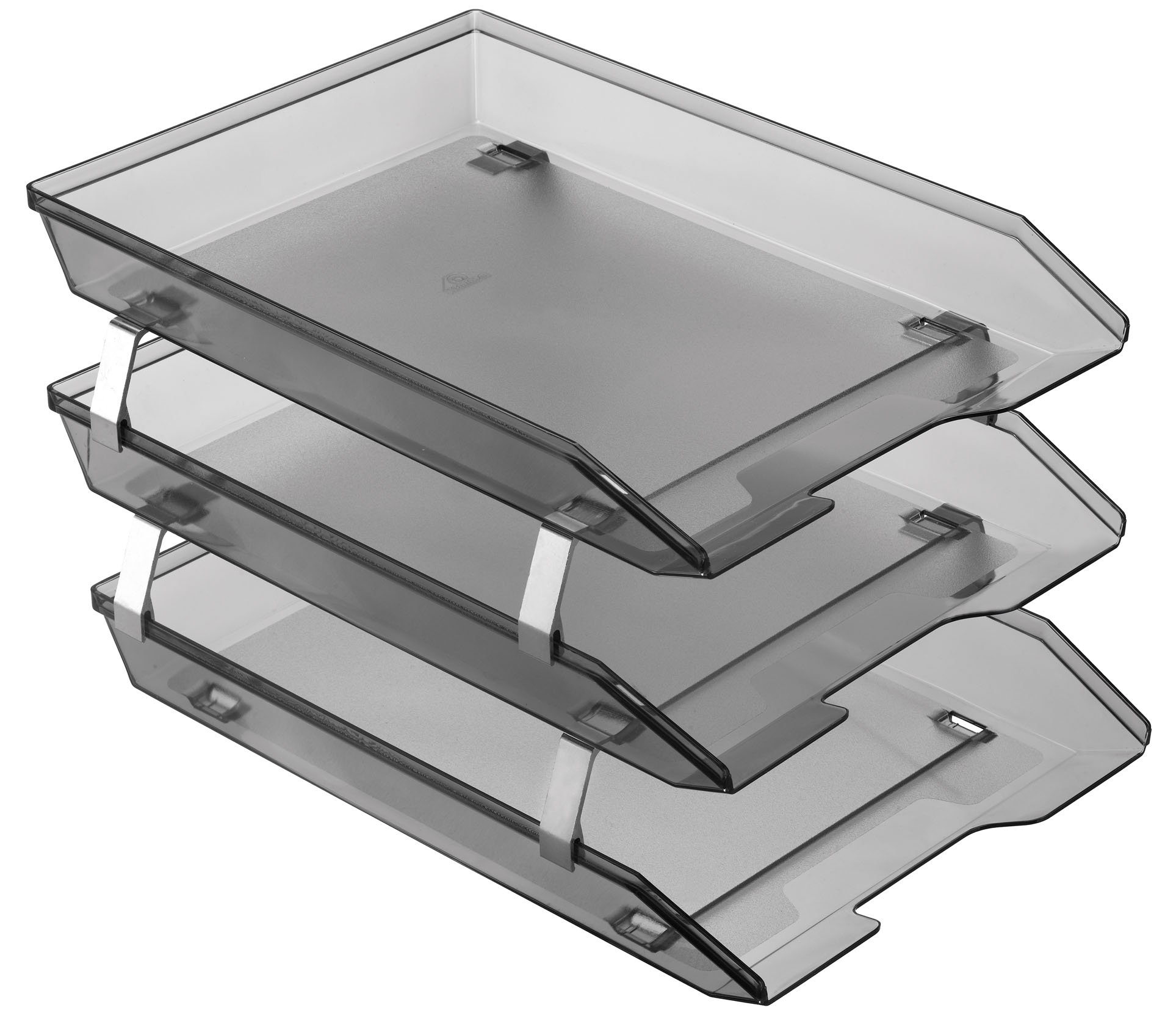 Acrimet Facility 3 Tier Letter Tray, Front Load, Letter Size/A4, Desktop File Organizer, Plastic (Clear Smoke Color)