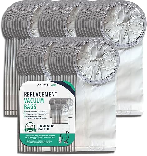Think Crucial - 50 bolsas de repuesto de alta eficiencia compatibles con aspiradoras comerciales ProTeam de 6 cuartos de galón, parte # 100431,