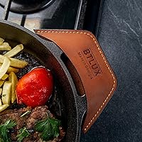 Vista 9 de Orgullosamente fabricado en Georgia con cuero de grano completo - Funda de mango de hierro fundido de cuero, juego de 2 - Funda de mango de hierro