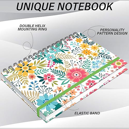 Miniatura 10 de Deokke Cuaderno de espiral, diario de tapa dura, cuaderno espiral con rayas anchas, A5 de 5.5 x 8.3 pulgadas, papel grueso de 80 GSM, 60 hojas y 120