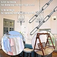 Vista 7 de Cadena de acero inoxidable, cadena de eslabones de metal de 13 pies, pequeña cadena ligera de 5/64 pulgadas, cadena de gato para el hogar, al aire