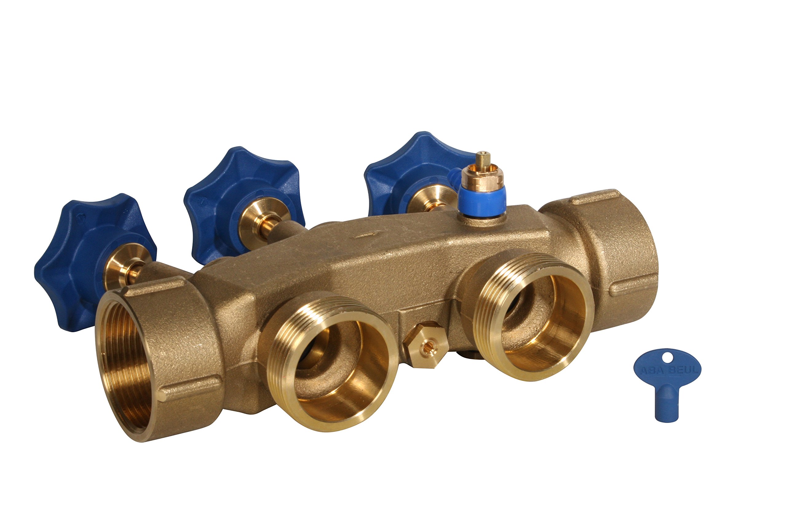 Montageblock 1 1/2"IG x 1 1/2" AG mit Verschneidung und Bypassfunktion sowie Probeentnahmehahn