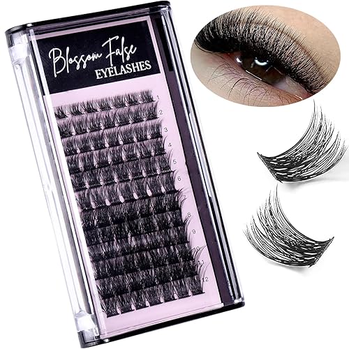 Miniatura 1 de Kit de extensión de pestañas autoadhesivas, 84 paquetes de pestañas individuales, 0.315-0.630 in, volumen D mixto, paquete de pestañas naturales