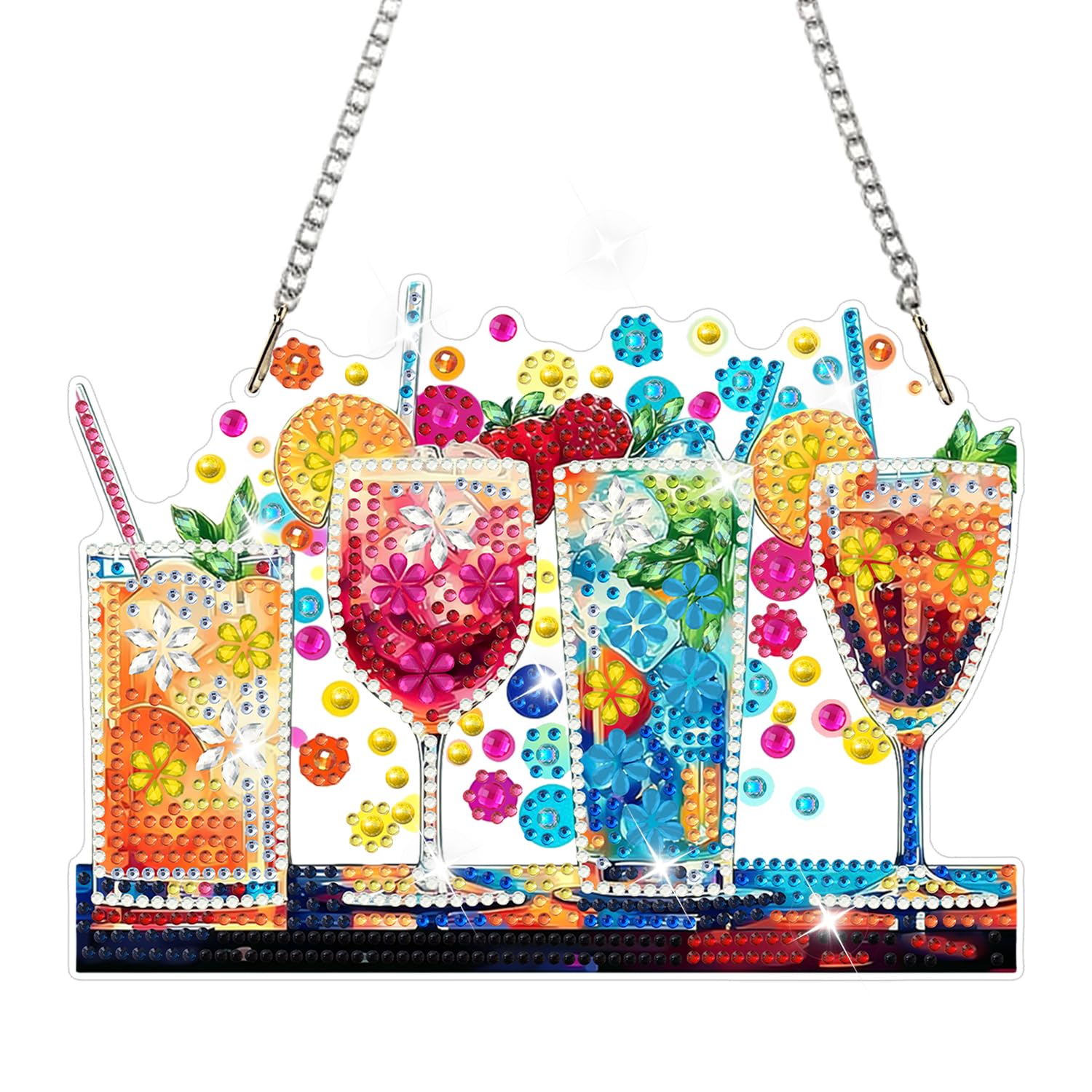 CEOVR Diamond Painting Hanging Kits Cup, Cartoon Diamond Painting Ornament Kits Adults,19.5x14.37cm 5D Gem Art Craft Set for Home Decor