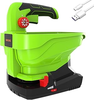GARCARE 7.2V Cordless Seed Spreader - Capacity 3L, 2.0Ah Battery & Charging Cable Handheld Electric Fertilizer, 2.5h Standby Time Variable Flow Rate for Fertilizer, Grass Seed, Salt and Grit