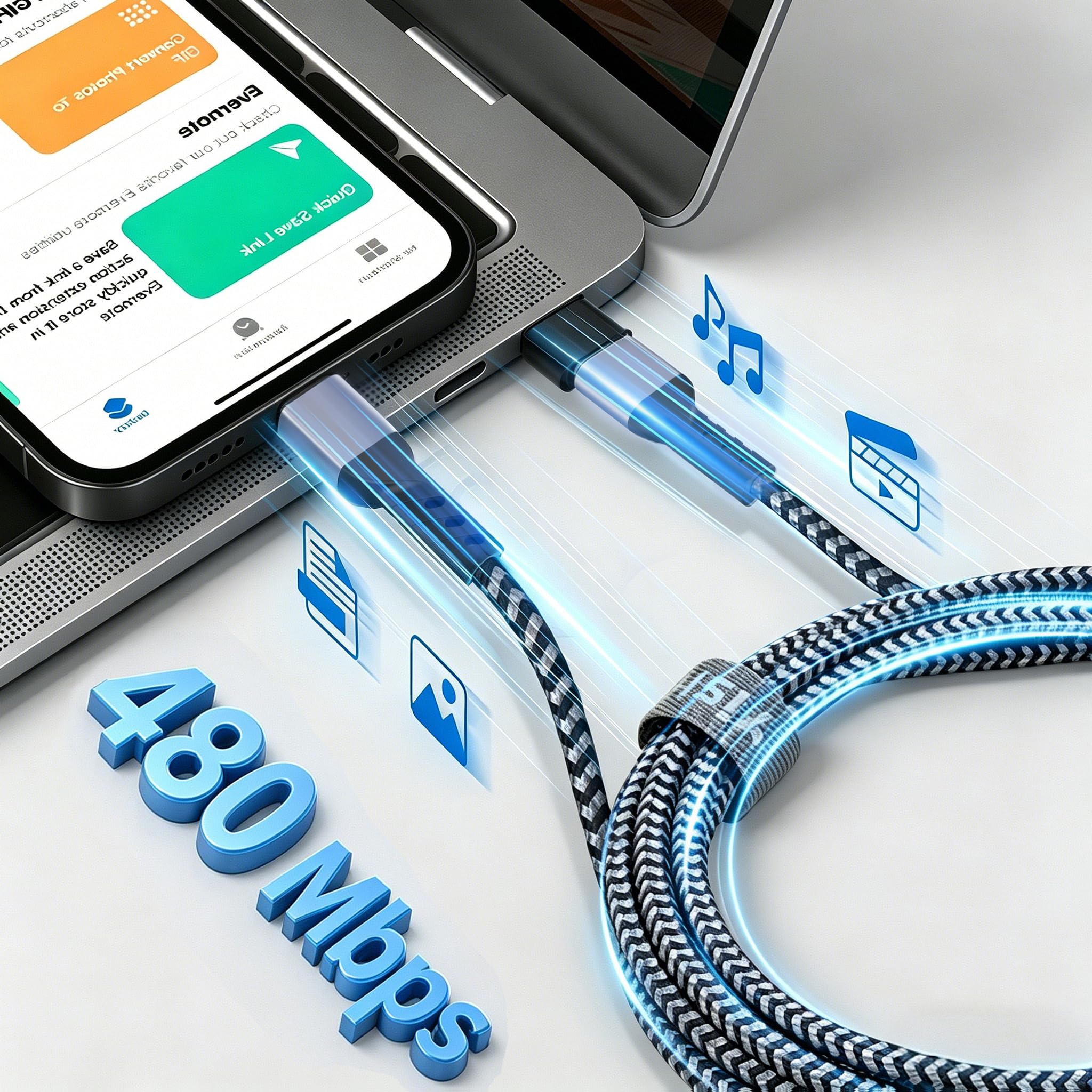 YISH USB C do USB C Kabel ładowarki：(2 sztuki/ 2m) 65W USBC do C Kabel ładowarki Szybki ładunek 3A Pletaczony Typ Cad Dane Kompitalne z iPhone 17 16 15 Pro Max SAMSUNG S26 S25 S24 iPad MacBook Pro/Air