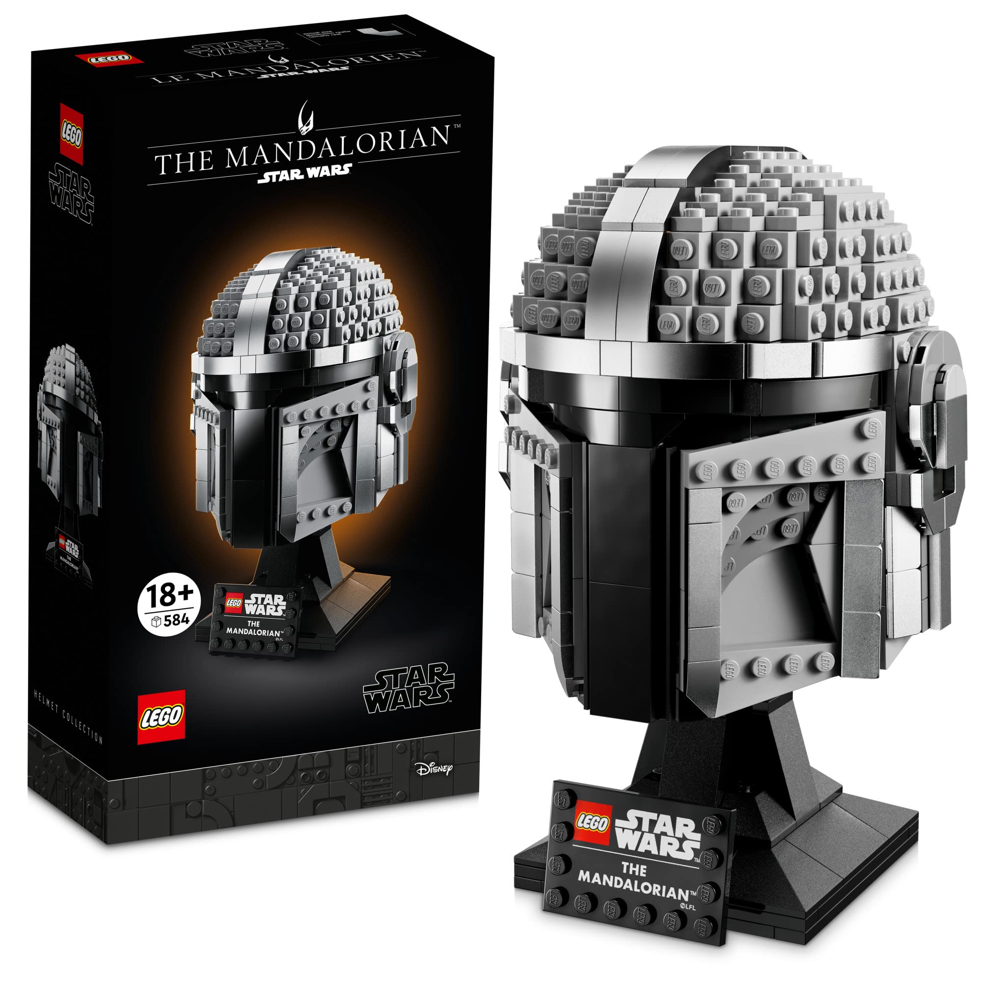 LEGO Star Wars The Mandalorian Helmet 75328 Creative Building Kit for Adults; Collectible Build-and-Display Model; Fun, Birthday Present or Surprise Treat for Fans (584 Pieces) -