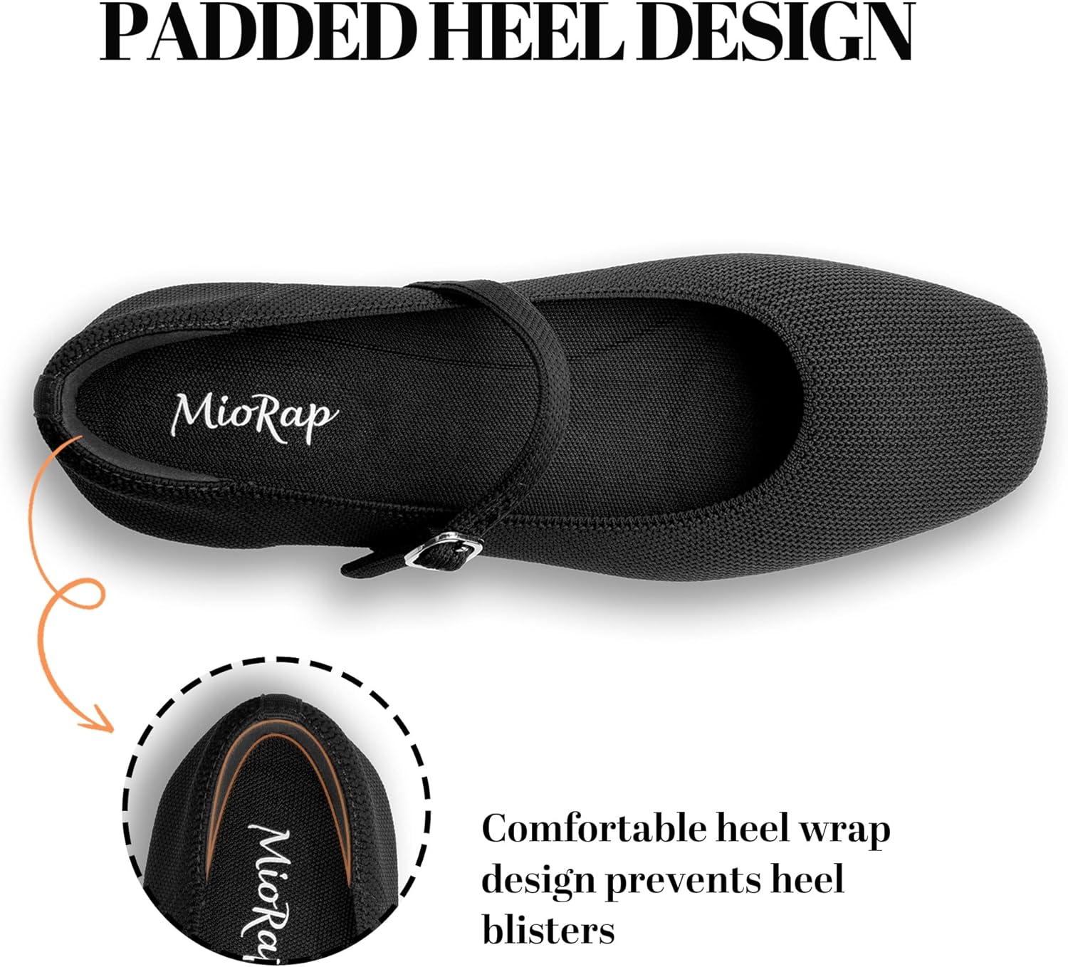 Square Toe Mary Jane Flats for Women Dressy Comfortable Knit Ballet Flat Adjustable Strap for Work - Image 6