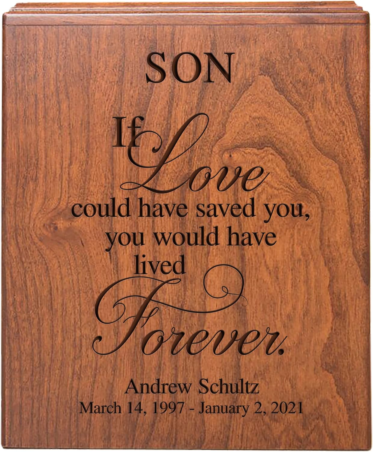 LifeSong Milestones Personalized Urn for Ashes Adult Male | Urns For Human Ashes Adult Man | Cremation Urns For Men| Large Decorative Urn Boxes | Custom Wooden Urns for Adult Ashes Male