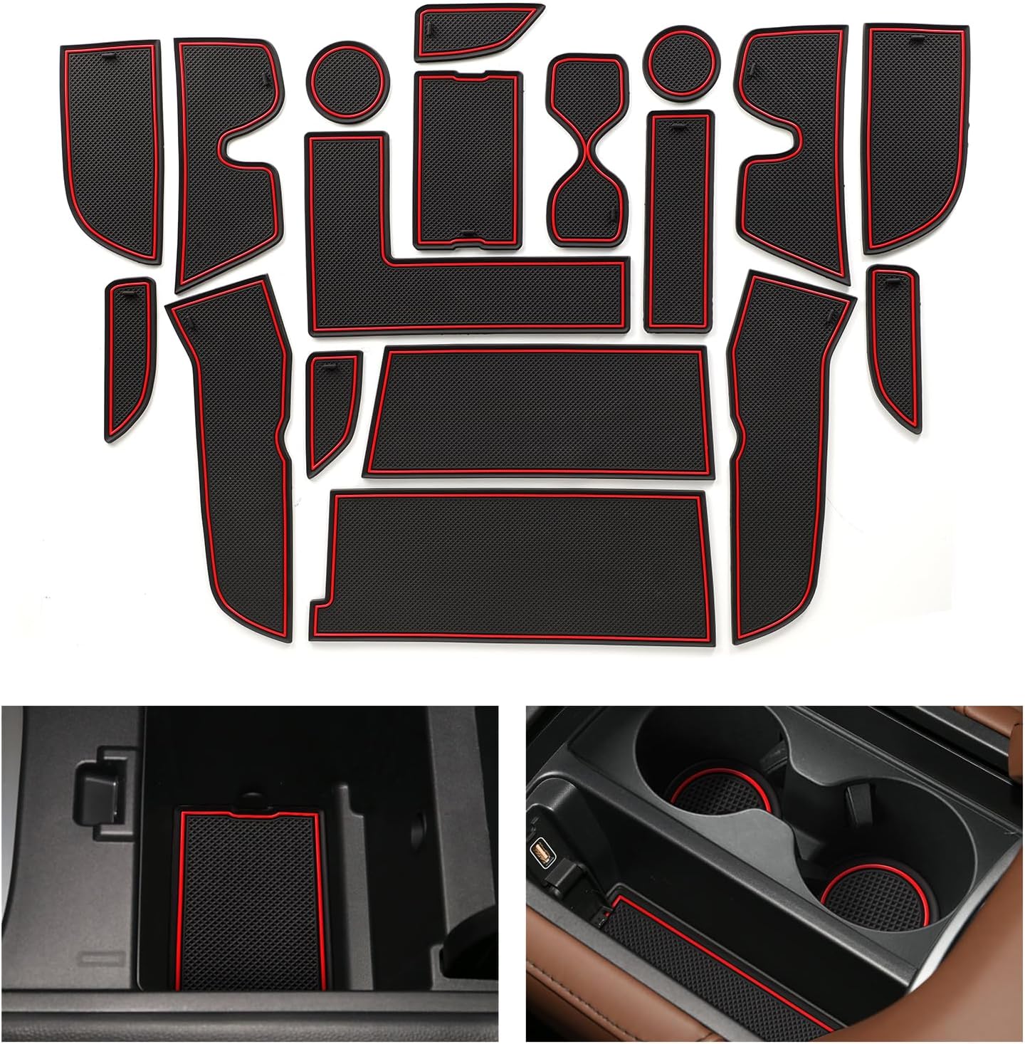 18PCS Center Console Liner for Acura RDX 2022-2026 Door Slot Mats for 2025 RDX Cup Holders Inserts Interior Accessories (Red)