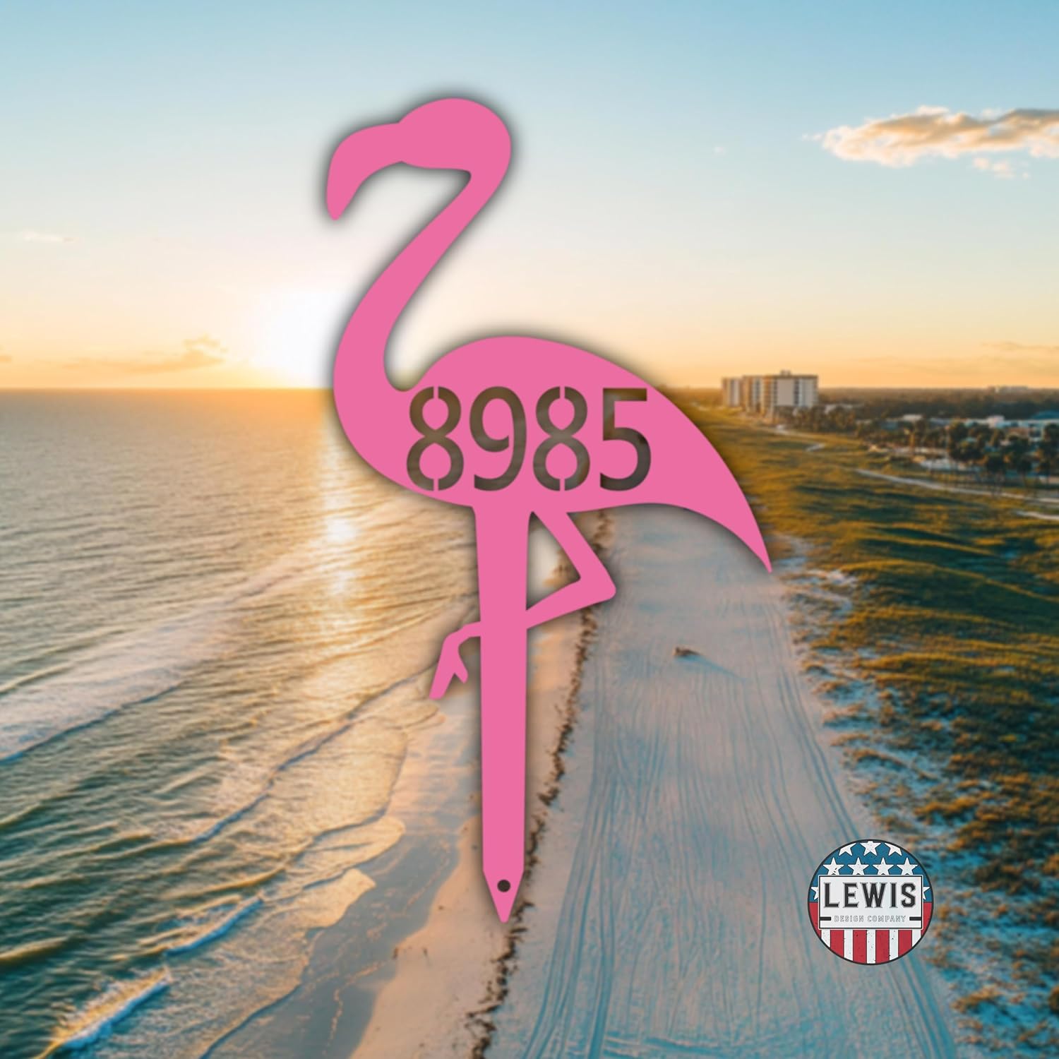 Flamingo Custom Address Sign (23" H x 12.5" W, Pink)