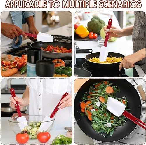 Miniatura 7 de Lanties Juego de 3 espátulas de silicona de alta temperatura de 10 pulgadas, espátula de goma resistente al calor, espátula comercial de silicona