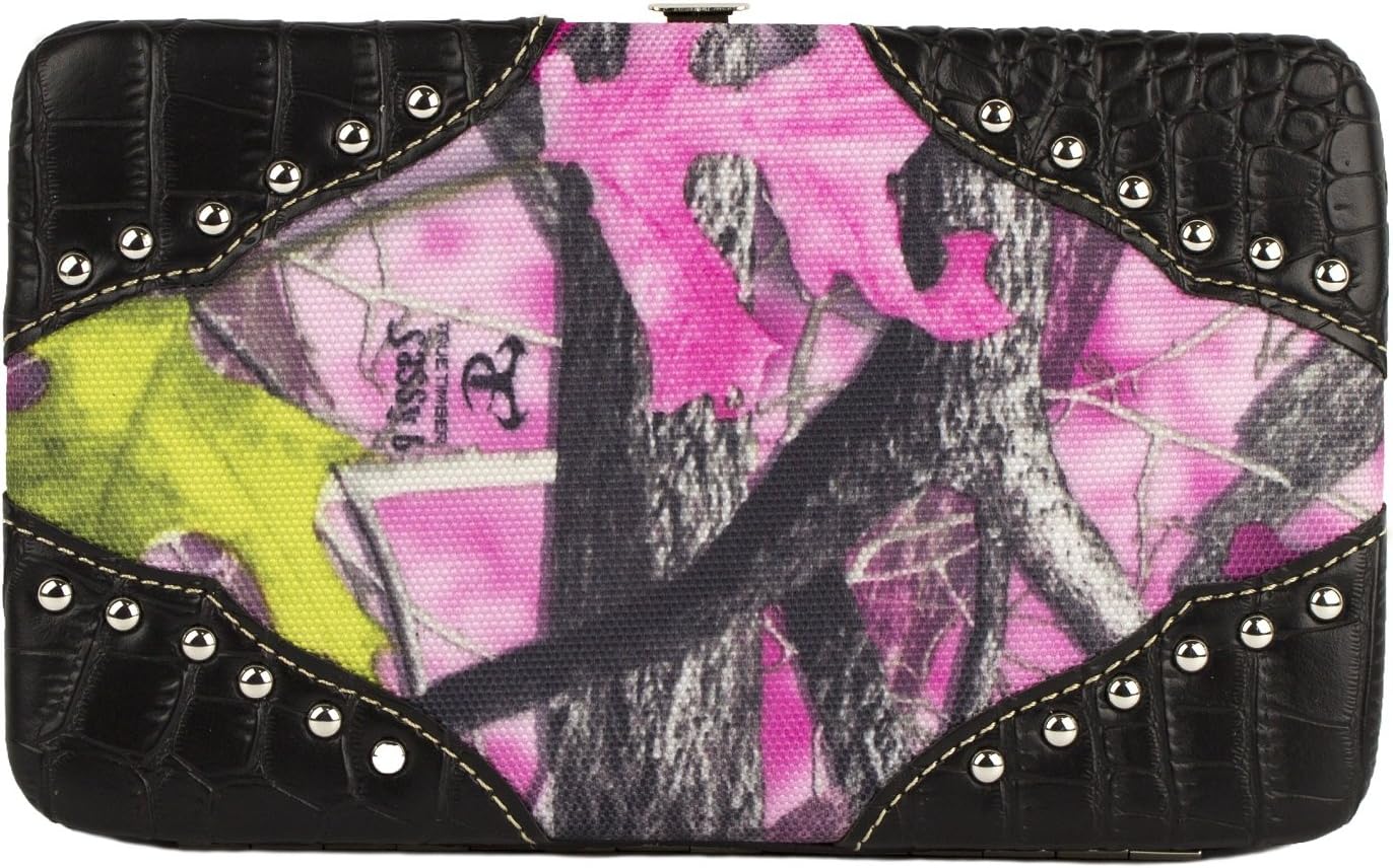 Sassy B True Timber Camo Western Ladies Womens Flat Wallet Jp Black Pink