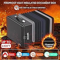 Vista 2 de DocSafe 6400°F Fireproof Document Box with Lock,Heat Insulated Fireproof Water Resistant 10 Layers Hard Case Safe Box with Zipper＆Multi