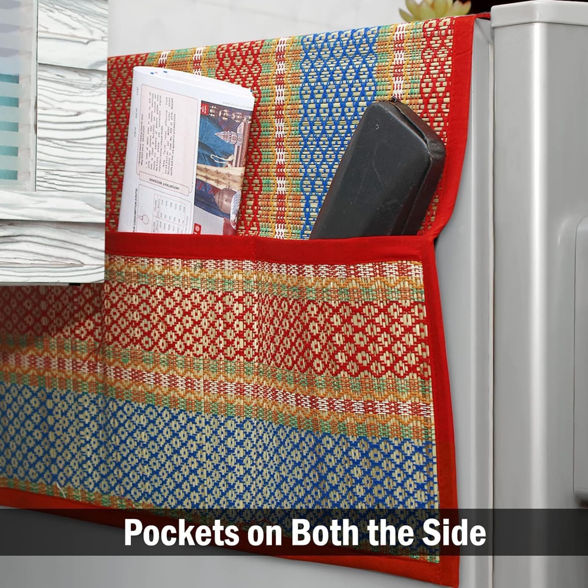 Eco-Friendly Fridge Cover - Handwoven Madurkathi -8 Eco-Friendly Fridge Cover - Handwoven Madurkathi -8