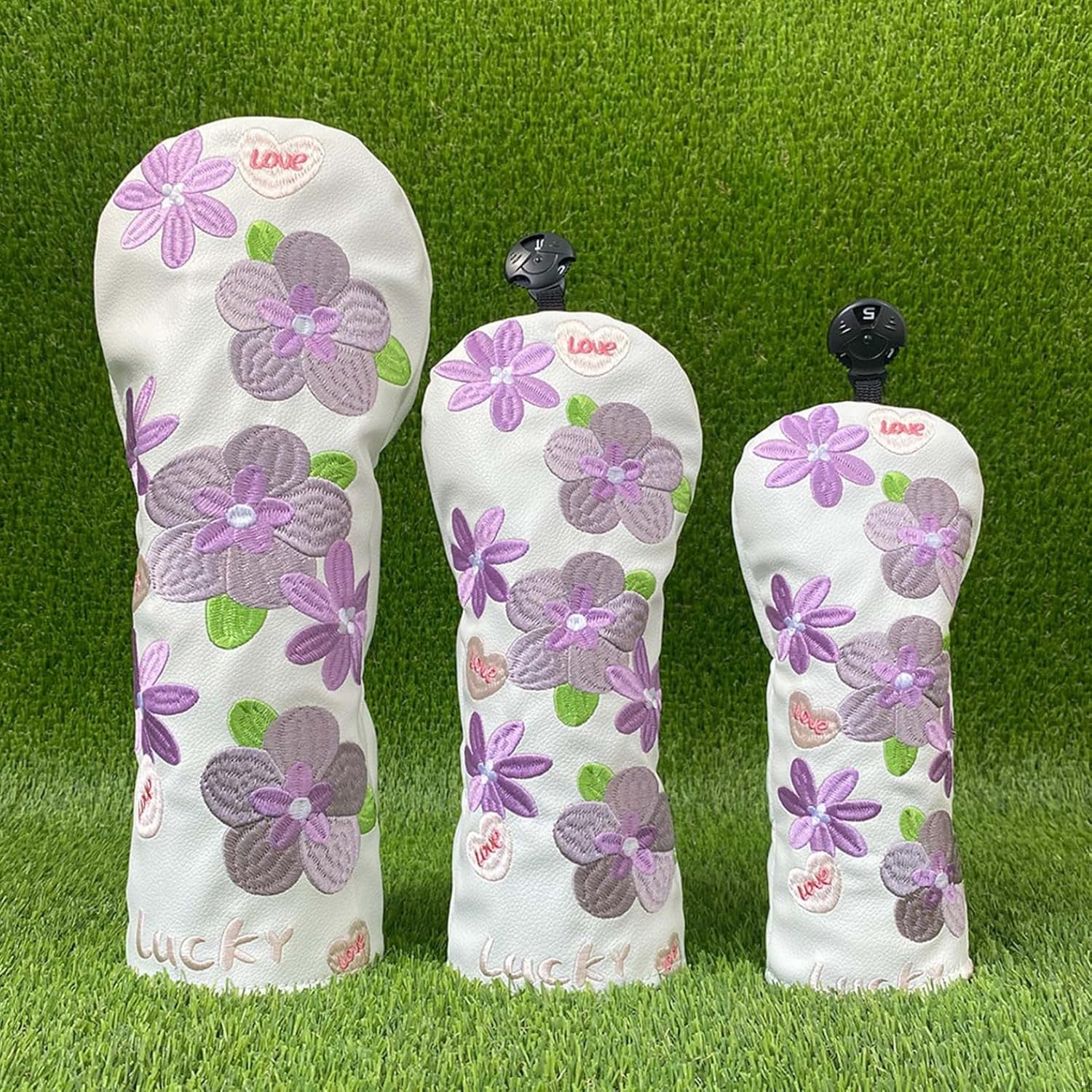 Hedmy Decorative Flower Design Golf Club Head Cover Universal Fit for Driver Fairway Wood Premium Protective Golf Equipment