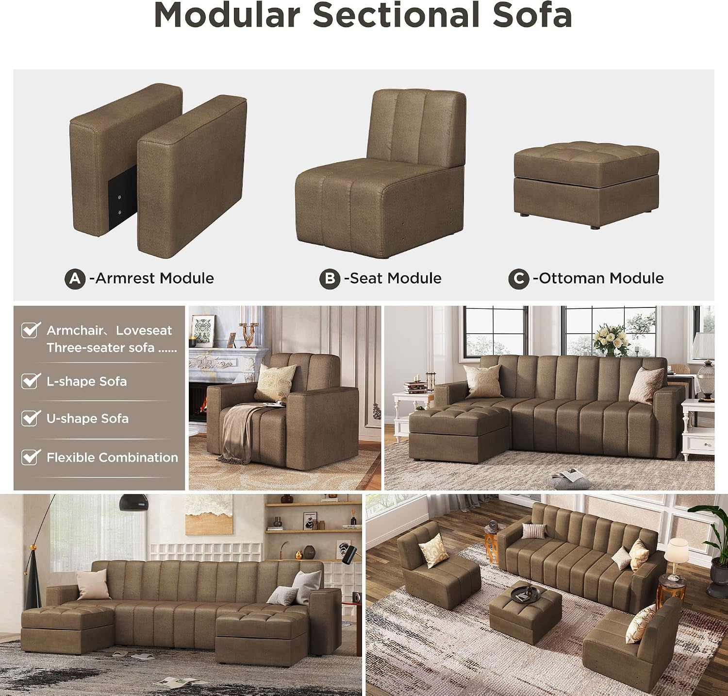 Buy HONBAY Reversible Sectional Sofa L Shaped Couch with Storage ...