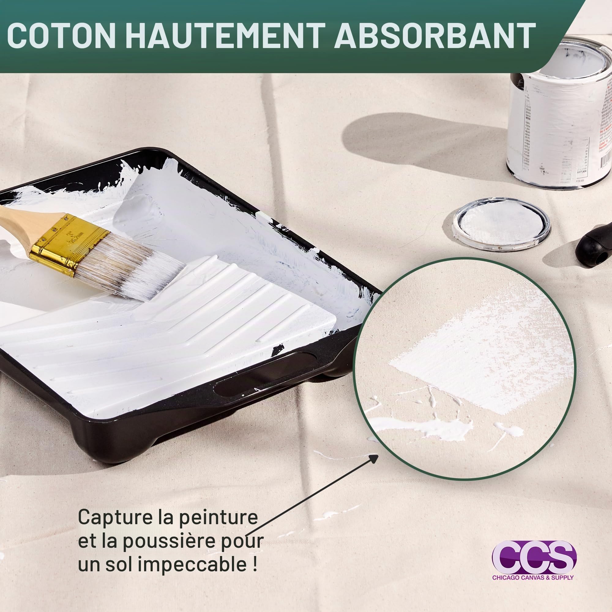Bâche en coton multiusages pour travaux 3,50 x 2,60 m