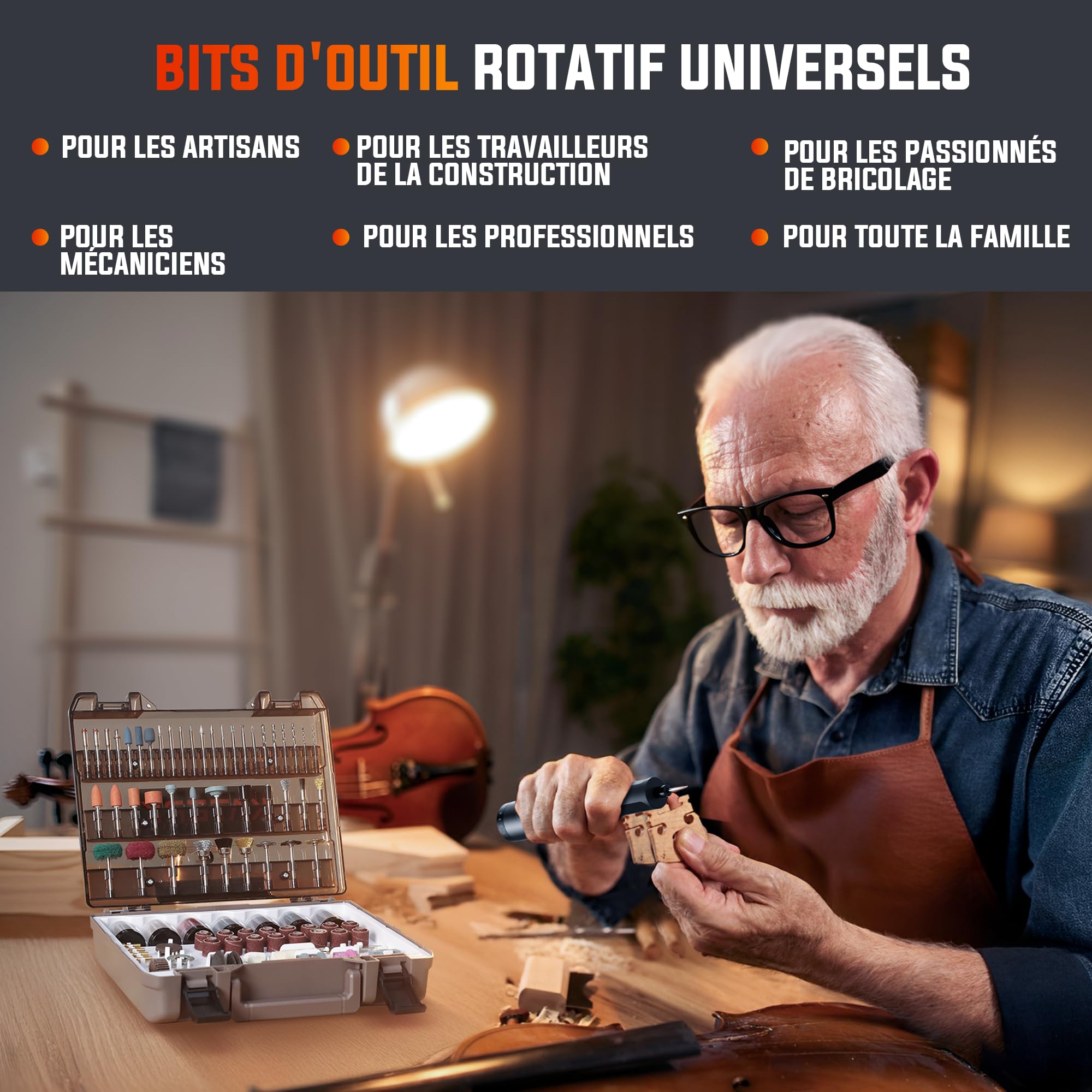 Katerk Kit D'accessoires pour Outils Rotatifs, 420 PiÈCes, embouts Universels de 1/8", pour la DÉCoupe, le Ponçage, le Polissage, la Sculpture, le Meulage, L'affûtage Et le Perçage