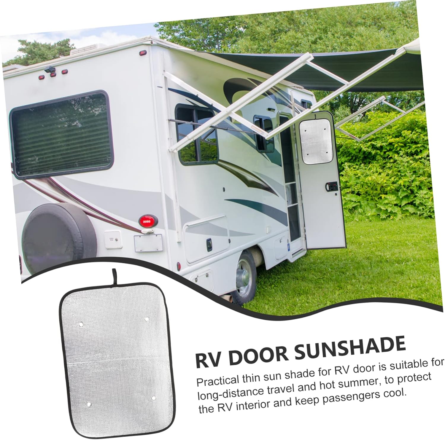 2pcs Rv Door Sun Shade Reflective Window Cover for Rvs Thin Sunshade Cups for Campers Motorhomes Trailers Blocks Harmful Sunlight Keeps Interior Cool