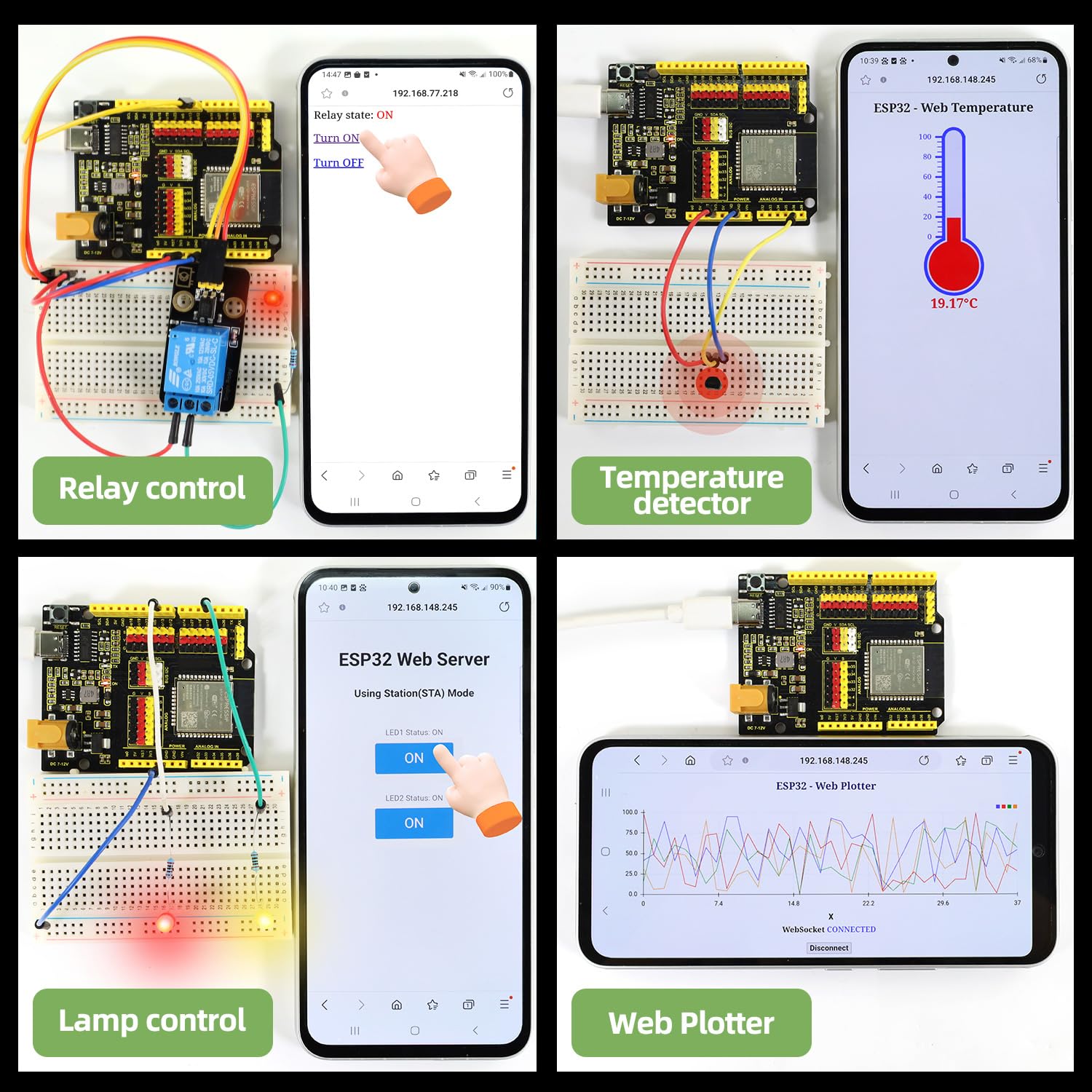 KEYESTUDIO ESP32 Kit di apprendimento IoT con oltre 60 progetti, tutorial Arduino e MicroPython, modulo WiFi Bluetooth, kit completo di componenti elettronici per principianti, produttori ed educatori