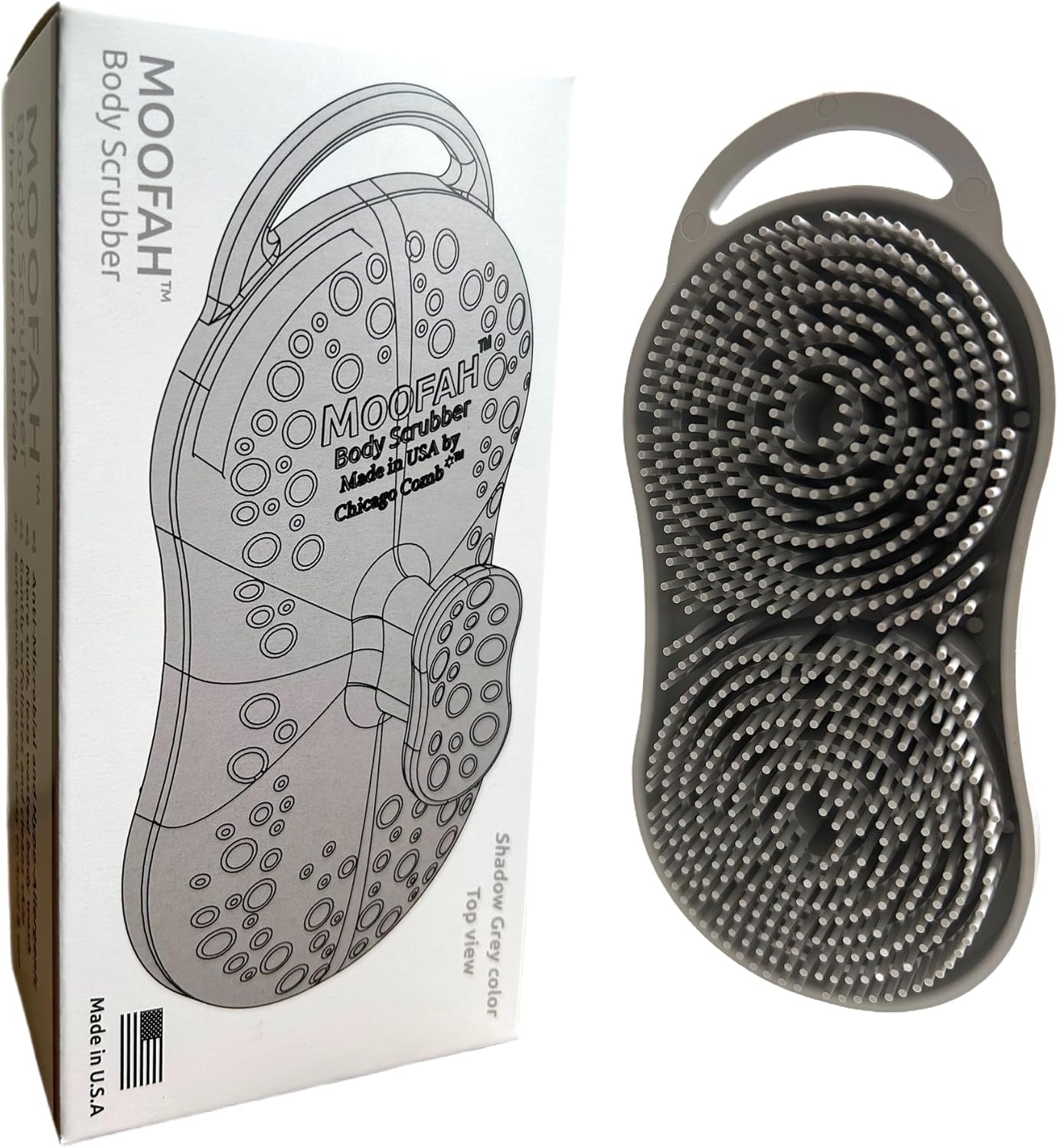 MOOFAH Body Scrubber, Made in USA, Gently Cleans and Exfoliates, Less Wasted Body Wash, Easy to Clean (Shadow Grey)