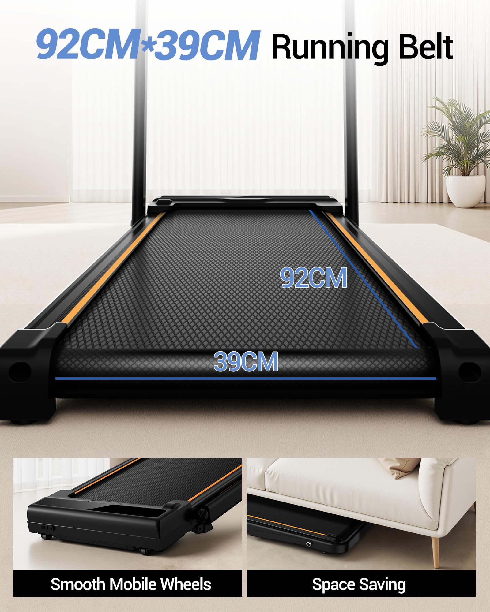 CURSOR Tapis de course pliable inclinable 16%, 10KM/H Tapis de Marche Pliable Inclinable, Avec Affichage LED, Télécommande, 3.0HP Treadmill Walking Pad, 4 en 1 Tapis de Marche Bureau, 136KG Max Charge