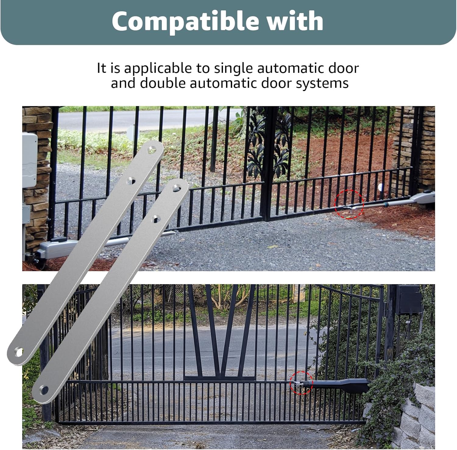 Model AXPO Push-to-Open Gate Brackets for Automatic Swing Gates Opening Away from Property - Solid Steel Rear Mount Pivot Hardware Compatible with Ghost Controls