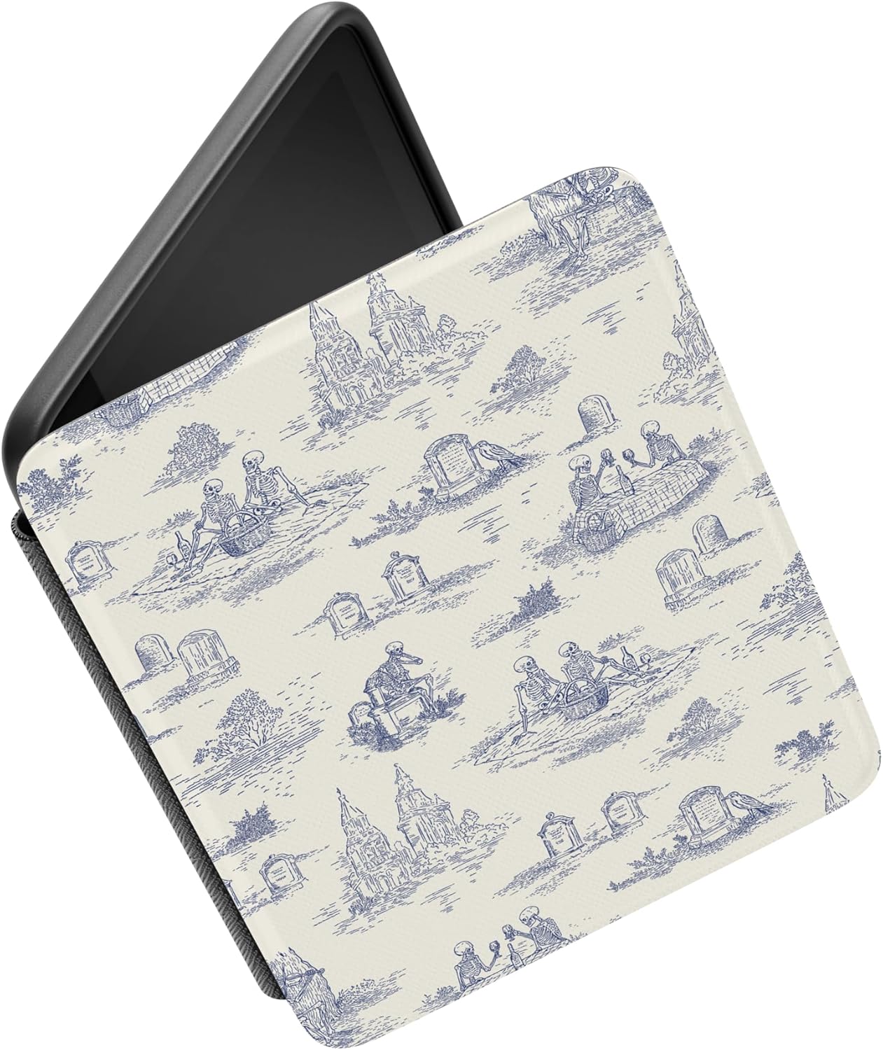 Casely Kindle Case | Graveyard Gathering | Skeleton Picnic | Compatible with 7" Kindle Colorsoft and 7" Kindle Paperwhite (12th Gen 2024) | Auto Sleep/Wake | Hand Strap | Vegan Leather