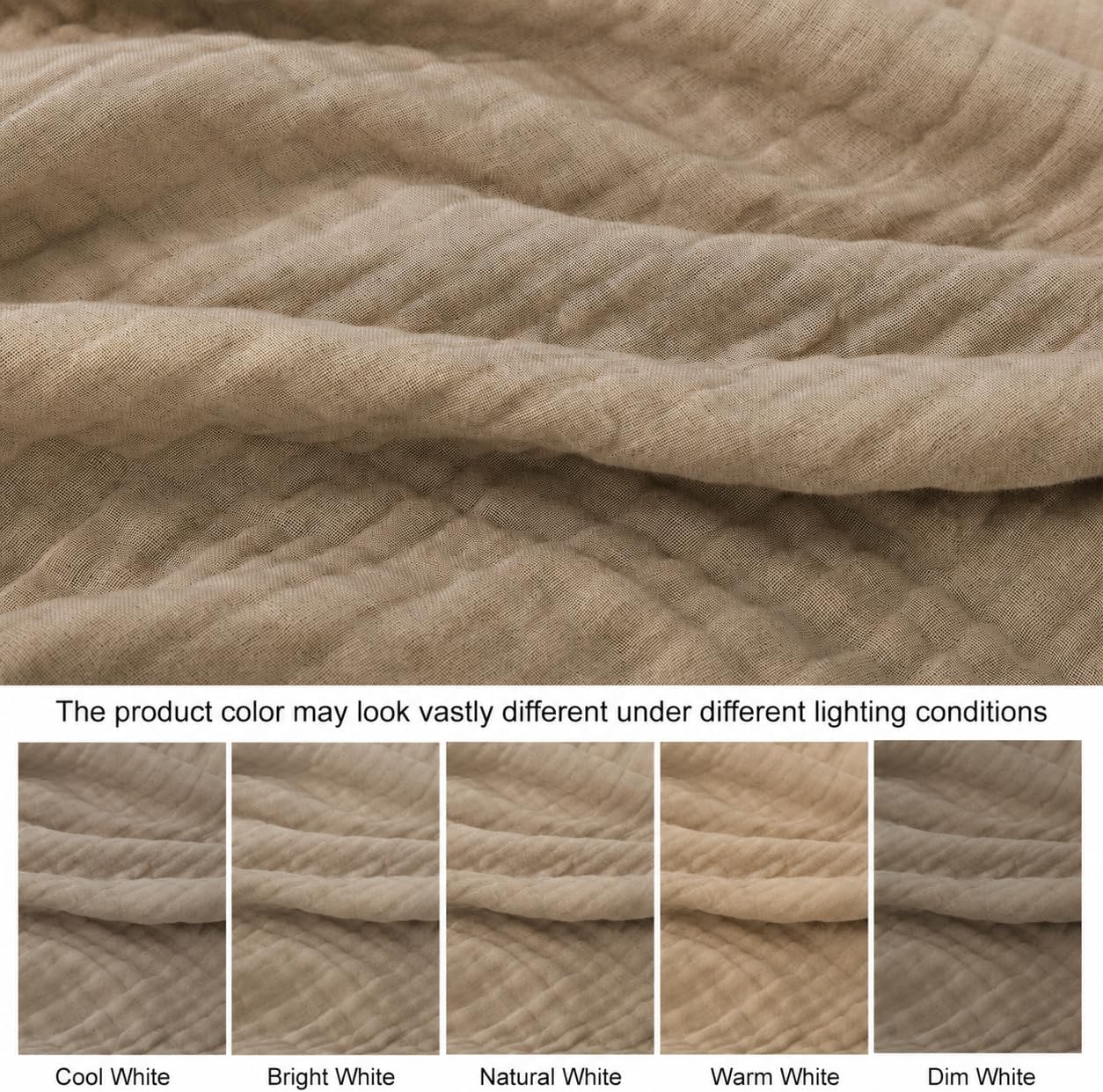 100% Cotton Ultra Soft Muslin Blankets for Adults, 6-Layer Lightweight Large Throw Blanket for Couch, Pre-Washed Breathable Gauze for Bed Layering, All Season Comfort, Brown, 50"x70"
