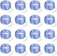 Vista 12 de Paquete de 16 Luces LED de Hadas Operadas con Batería Luces de Cadena de 10 Pies 30 LED Impermeables Luces Centelleantes Luces para Frascos Mason