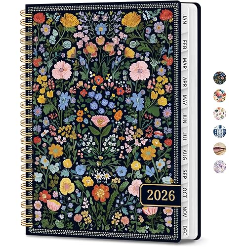 2026 Planner, Weekly and Monthly Planner for Women, Jan 2026 - Dec 2026 Pretty 2026 Calendar Planner with Monthly Tabs, Inner Pocket, Spiral Binding, Perfect for Office Home School - 6.3" x 8.5", Garden of Whimsy