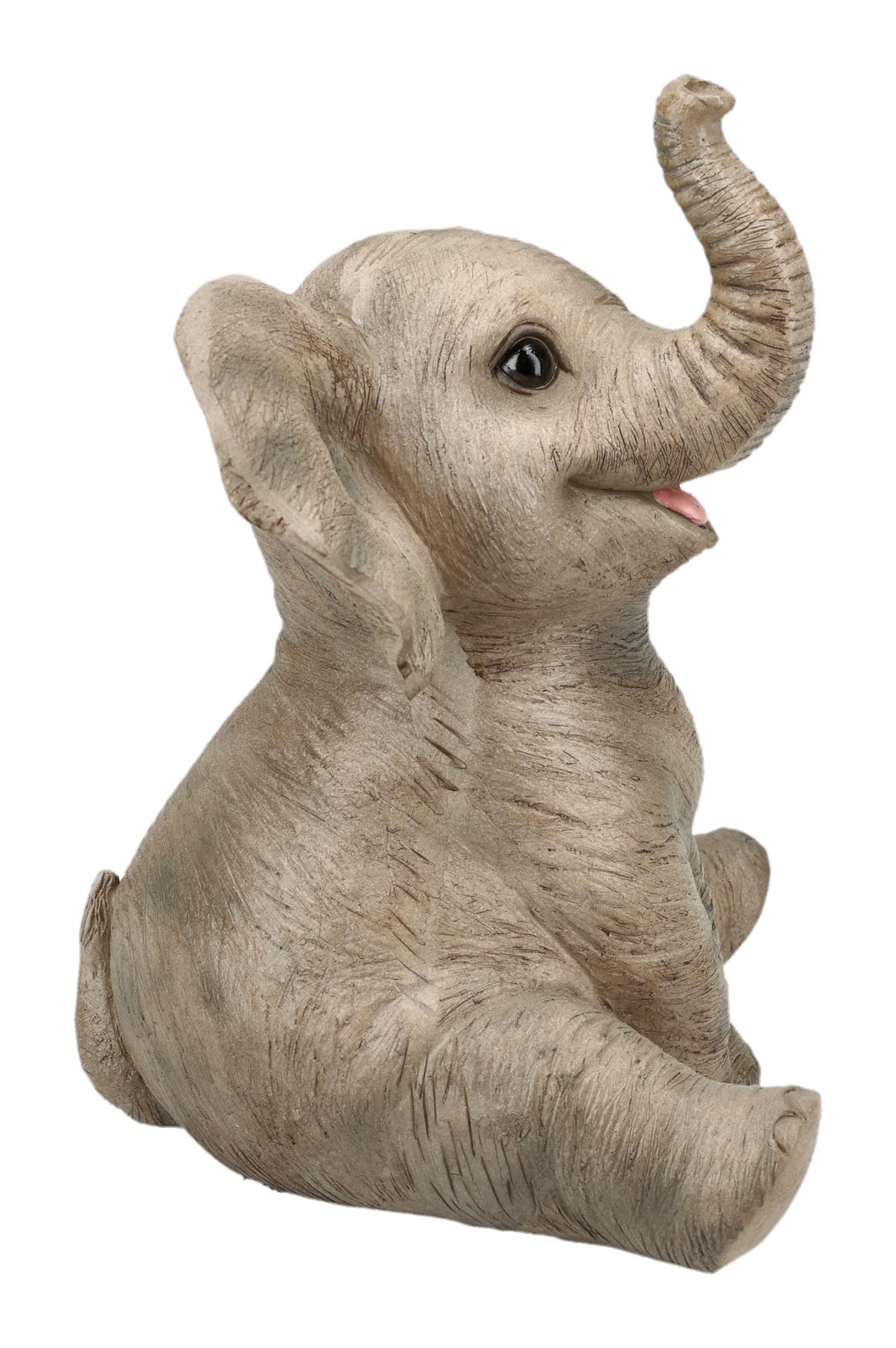 Figuren Shop GmbH Figura di elefante – Grazioso vitello di elefante – Figura animale dipinta a mano (14 cm) – Carina figura decorativa – portafortuna & idea regalo per gli amanti degli animali